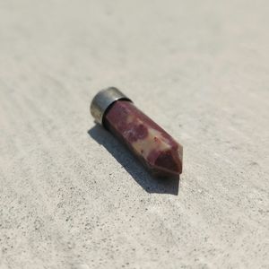 Vintage Rhodonite Crystal Tower Point Obelisk Pendant Charm